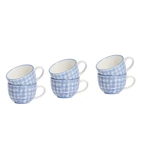 250ml Hand Printed Cappuccino & Tea Cups - Pack of Six - By Nicola Spring