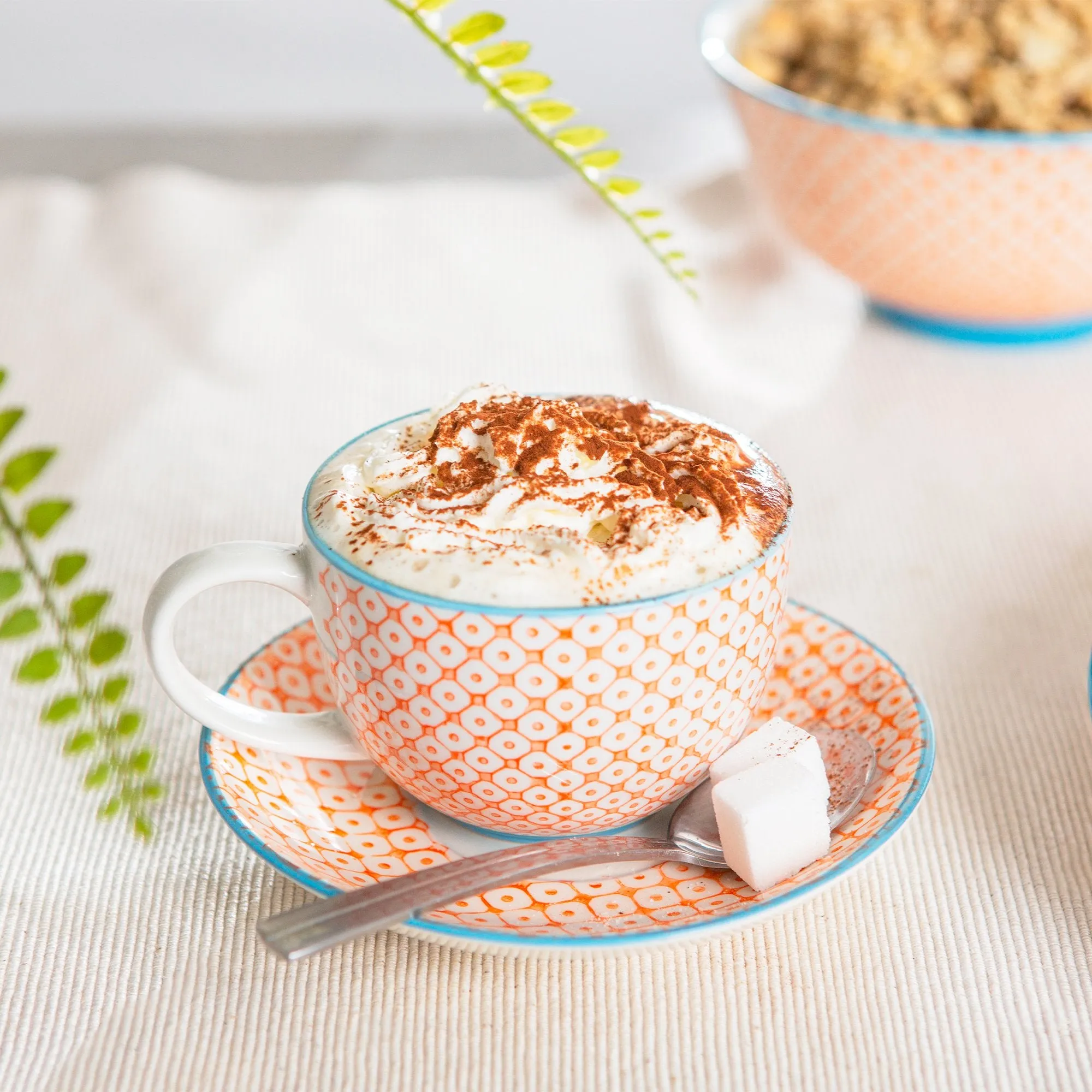 250ml Hand Printed Cappuccino & Tea Cups - Pack of Six - By Nicola Spring