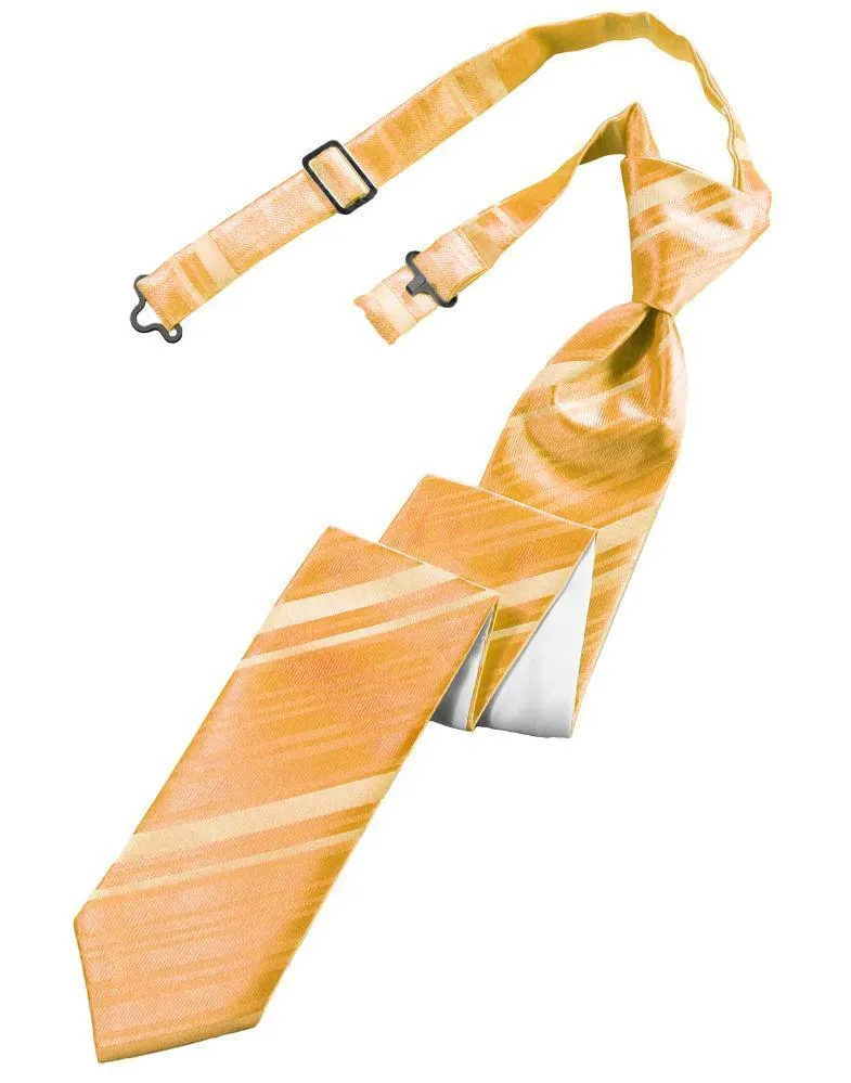 Apricot Striped Satin Skinny Necktie