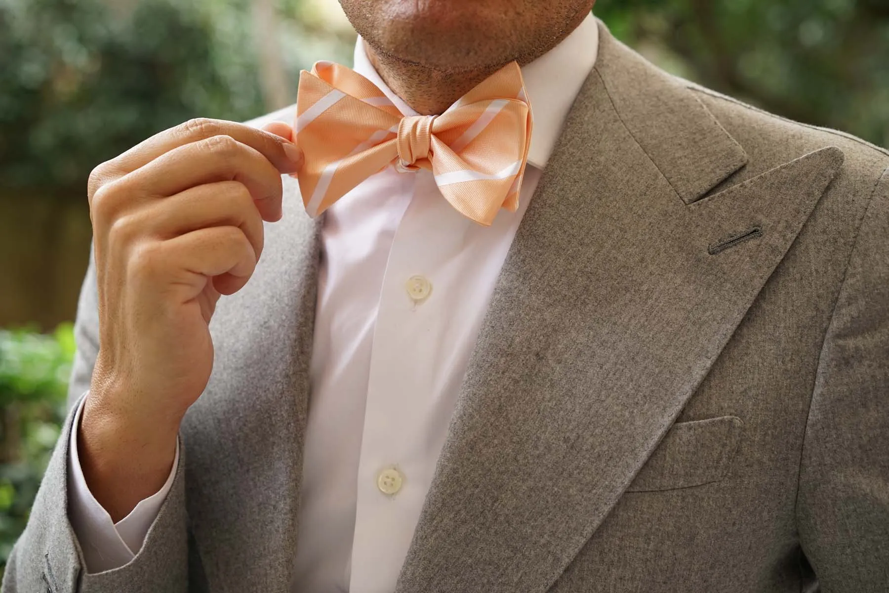 Apricot Striped Self Bow Tie