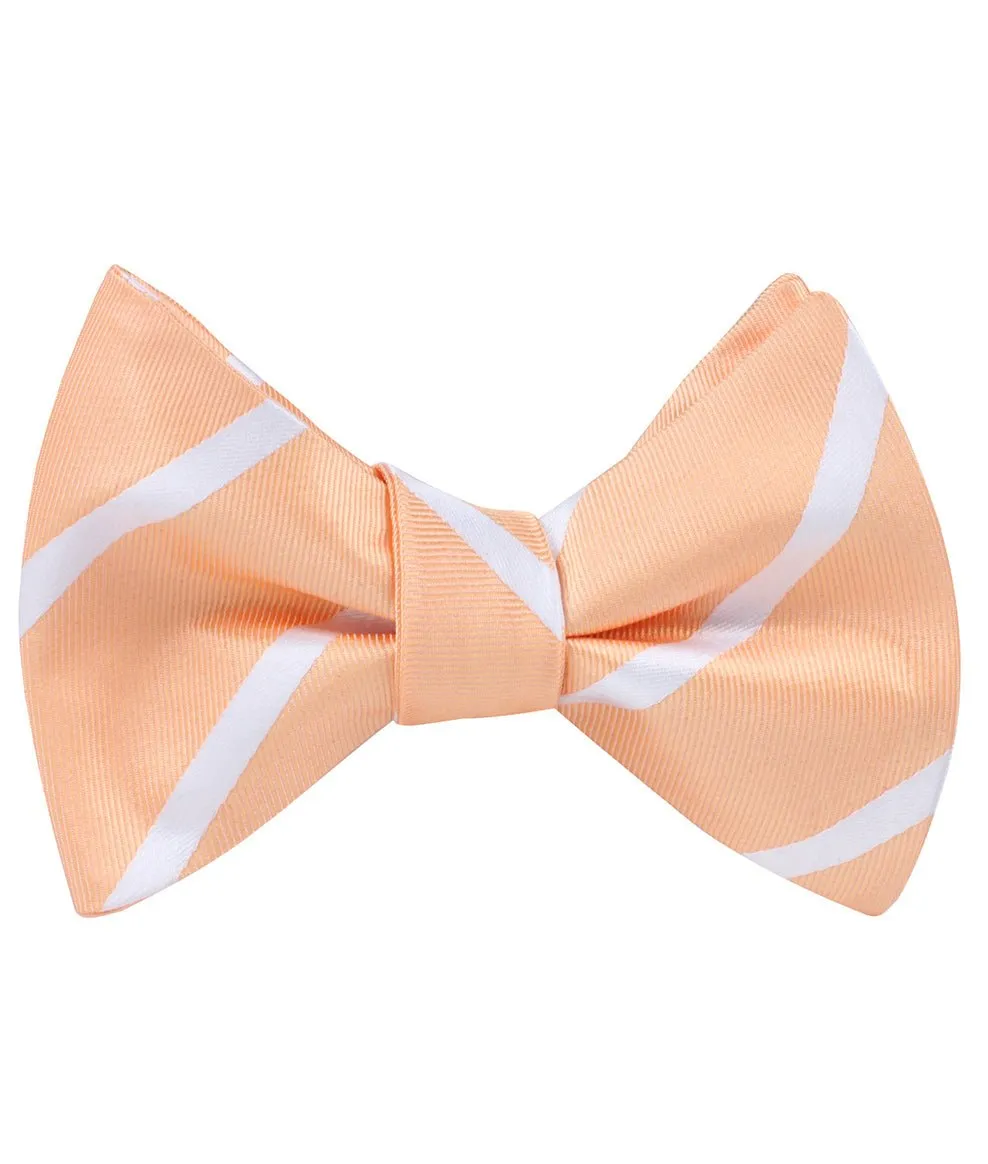 Apricot Striped Self Bow Tie