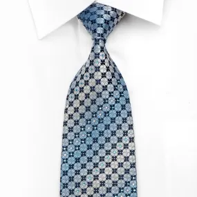 Aquascutum Mens Rhinestone Tie Foulard On Blue With Silver Sparkles