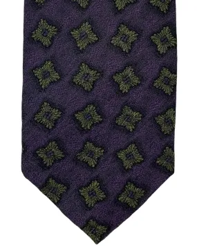 Barba Sevenfold Tie Purple Olive Floral Design - Wool Silk