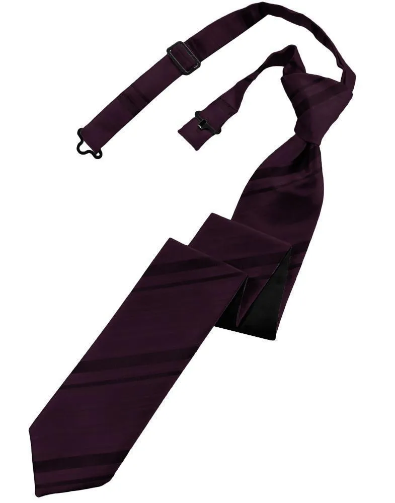 Berry Striped Satin Skinny Necktie