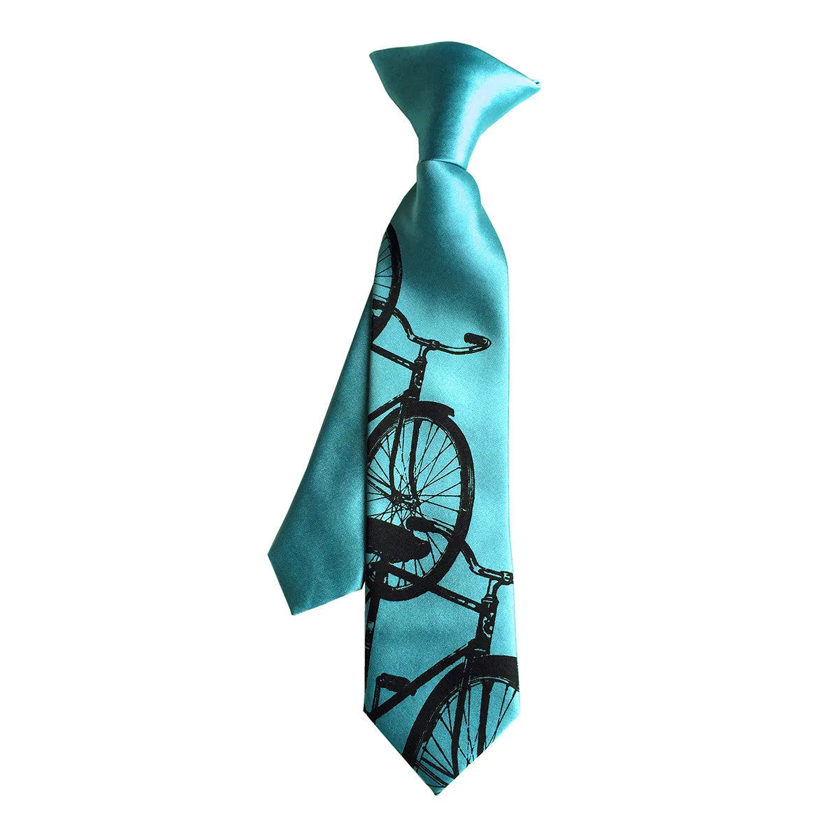 Bicycle kids tie. Boys clip-on bike necktie.