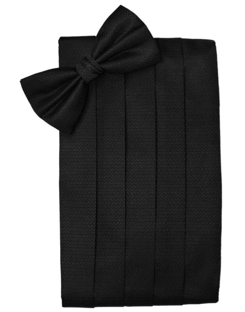 Black Herringbone Cummerbund