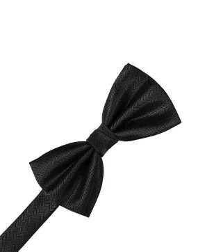 Black Herringbone Kids Bow Tie