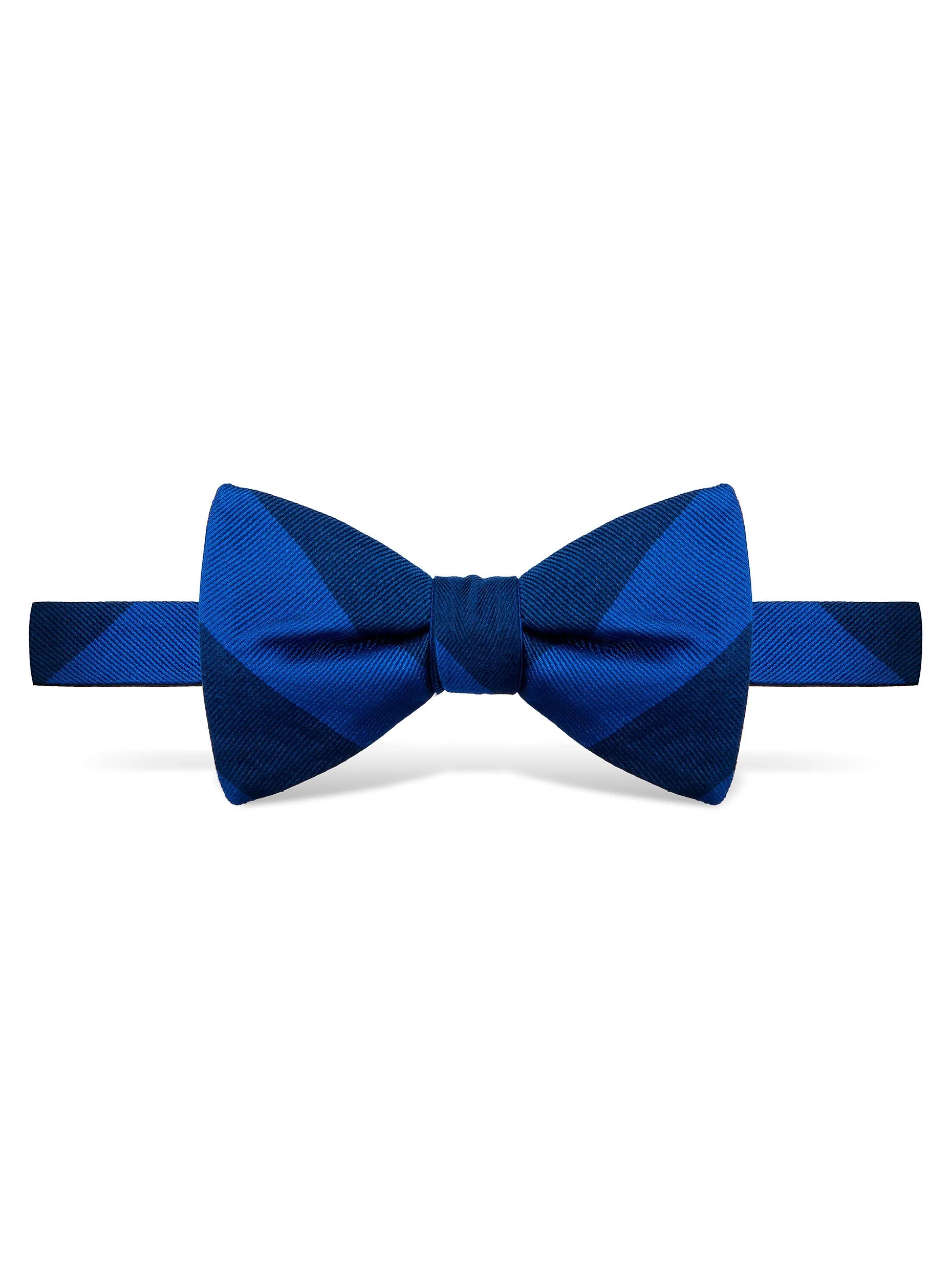 Blue and Navy Block Stripe Bow Tie - Self Tie