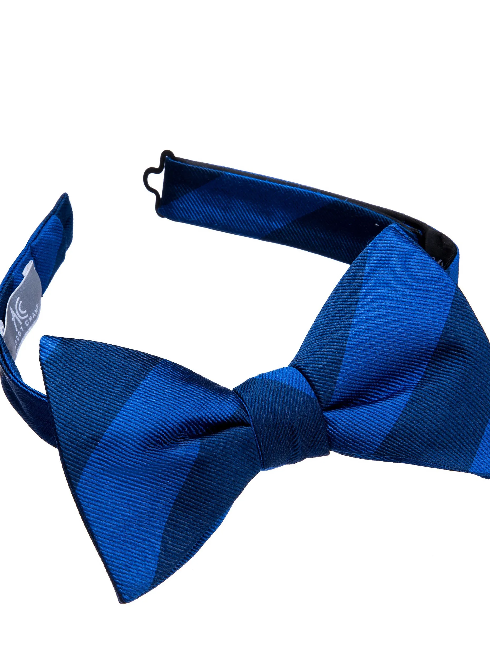 Blue and Navy Block Stripe Bow Tie - Self Tie