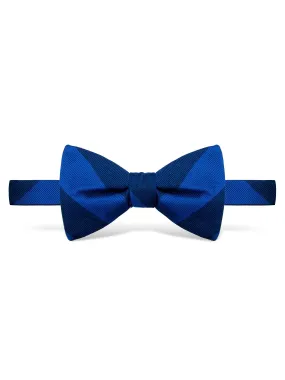 Blue and Navy Block Stripe Bow Tie - Self Tie