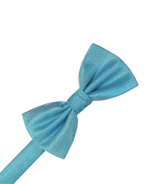 Blue Ice Herringbone Kids Bow Tie