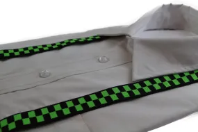 Boys Adjustable Green & Black Checkered Patterned Suspenders