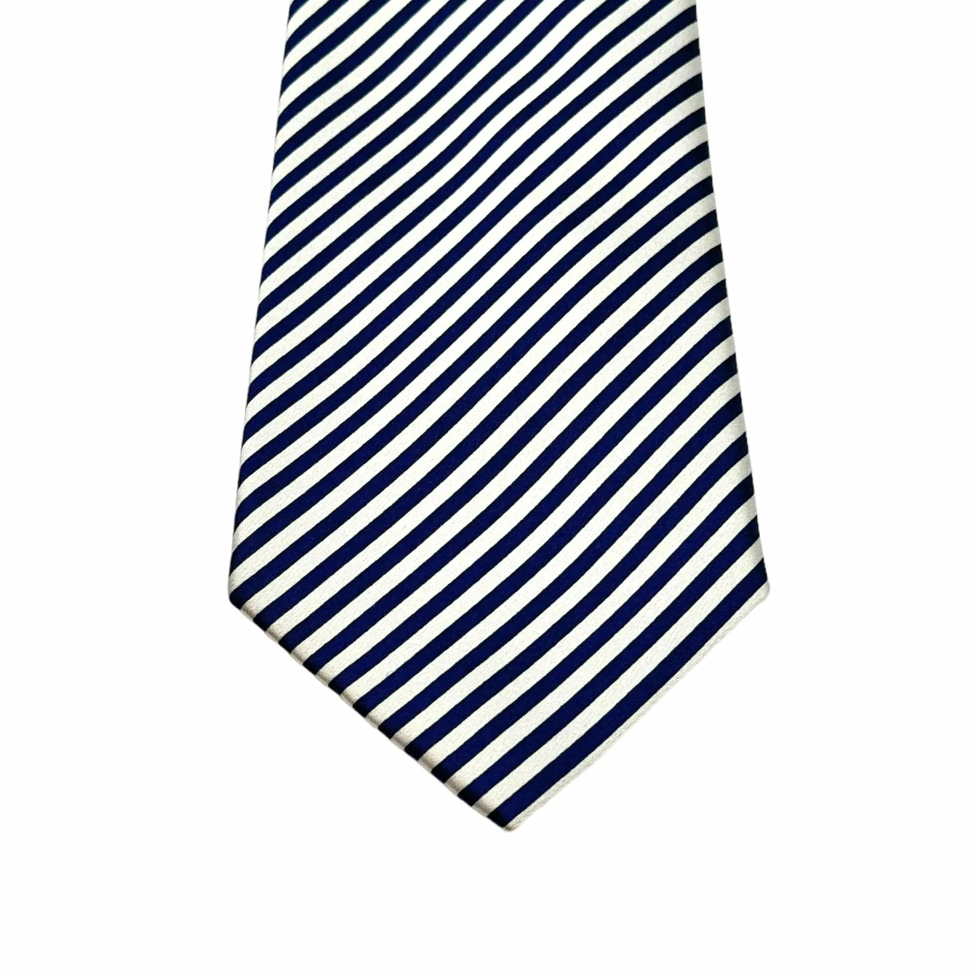 BRIONI Diagonal Stripe Silk Tie - Navy & Silver