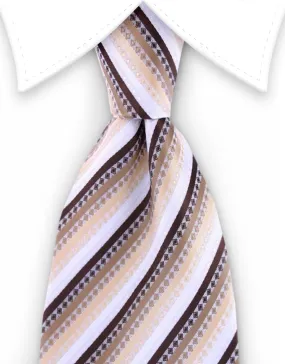 Brown & White Necktie - XL