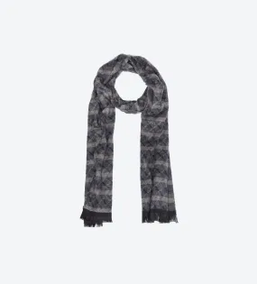 Brown Grey Navy Patterned Scarf