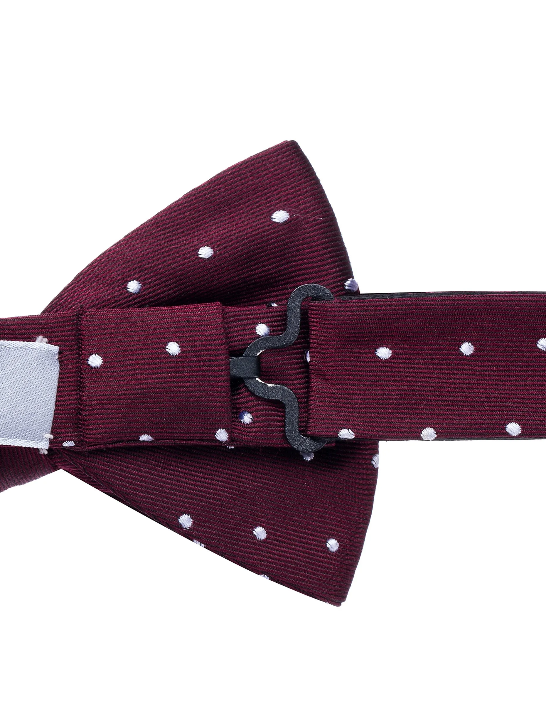 Burgundy Polka Dot Silk Bow Tie - Self Tie