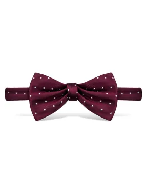 Burgundy Polka Dot Silk Bow Tie - Self Tie