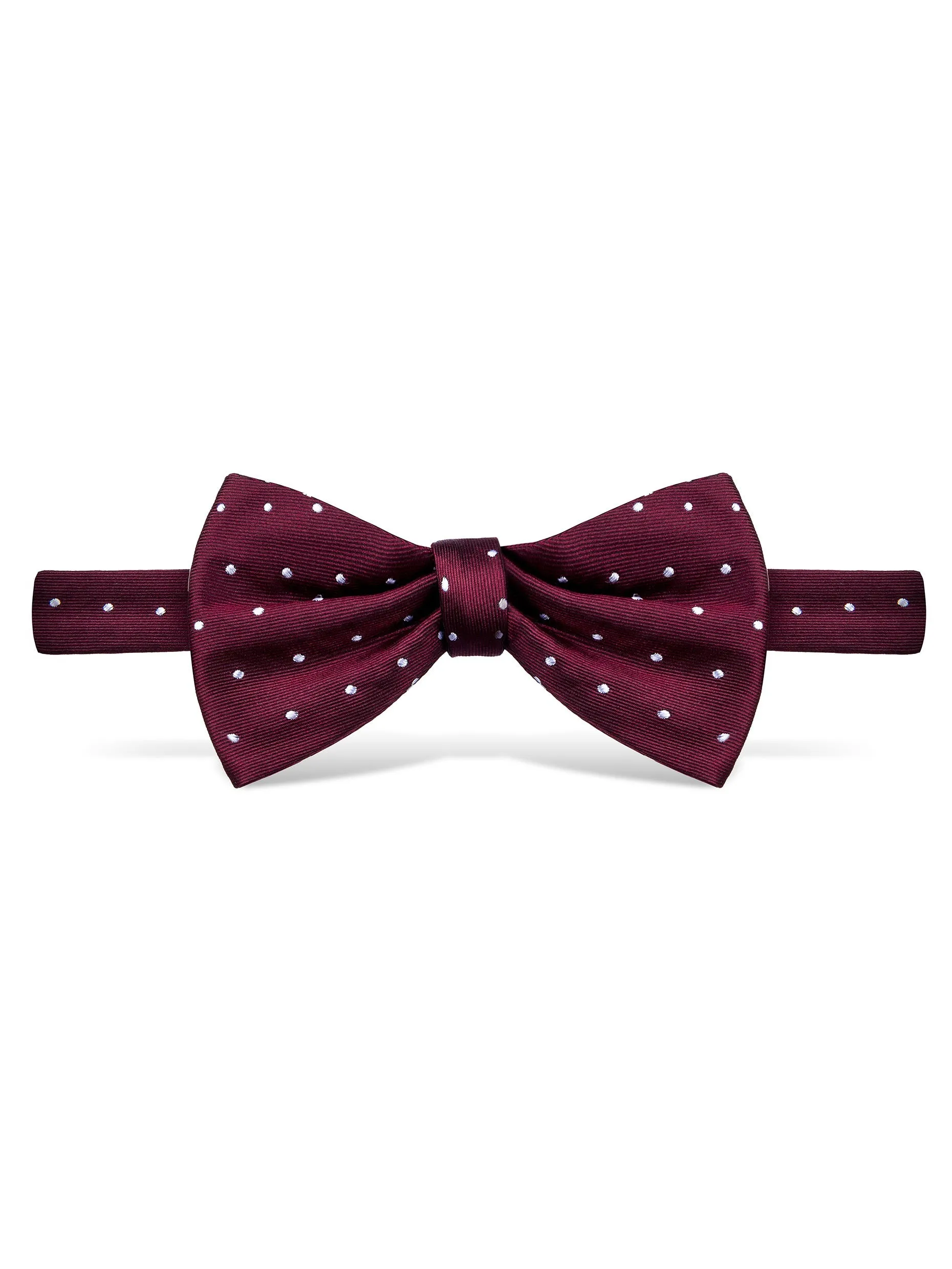 Burgundy Polka Dot Silk Bow Tie - Self Tie