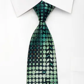 Charles Jourdan Men's Silk Tie Ovals On Dark Green Sparkling With Rhinestones