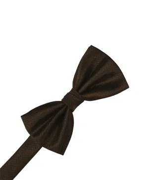 Chocolate Herringbone Kids Bow Tie