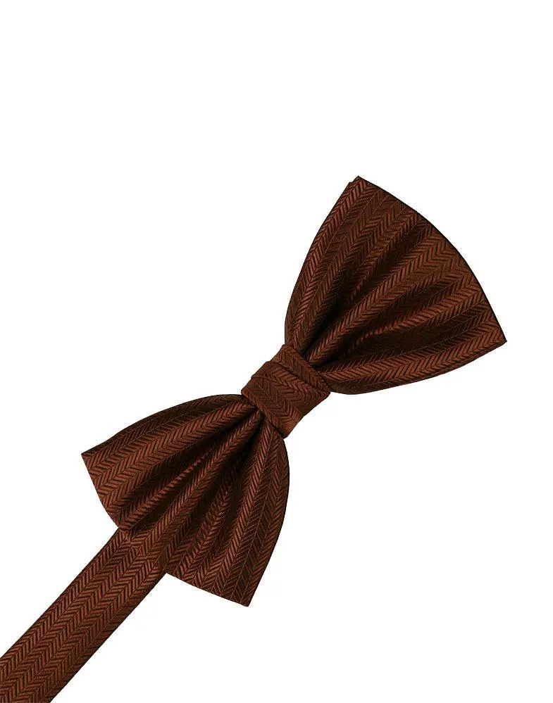 Cinnamon Herringbone Kids Bow Tie