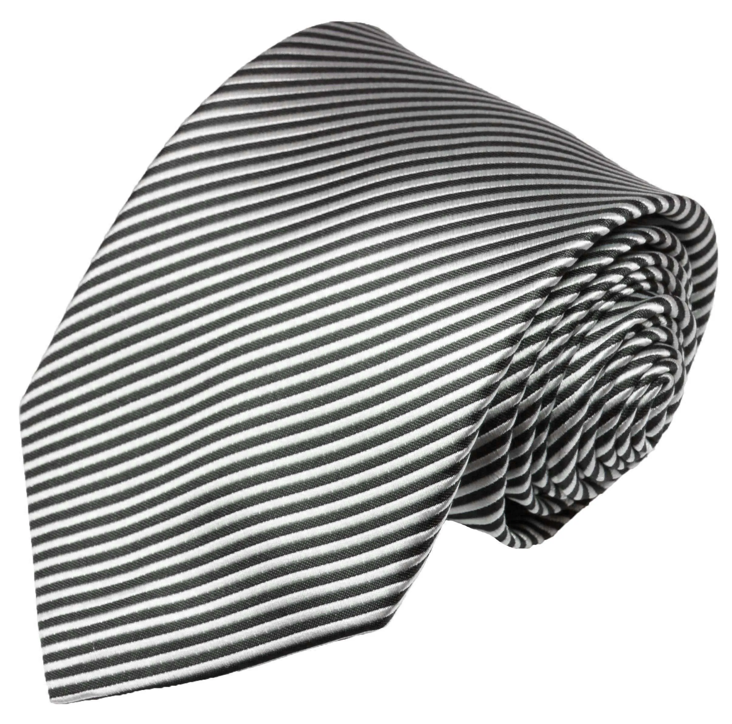 Classic Black and Silver Striped Necktie