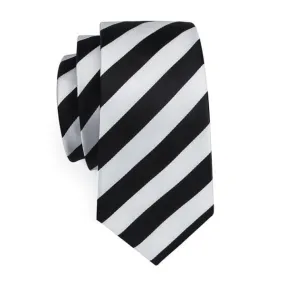 Classy Men Black & White Striped Silk Tie