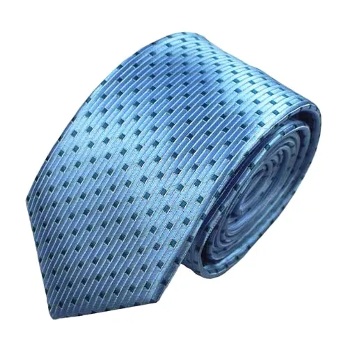 Classy Men Blue Dotted Luxury Silk Narrow Tie