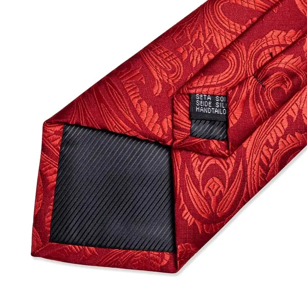 Classy Men Bright Red Paisley Silk Tie