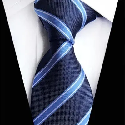 Classy Men Classic Blue Striped Silk Tie