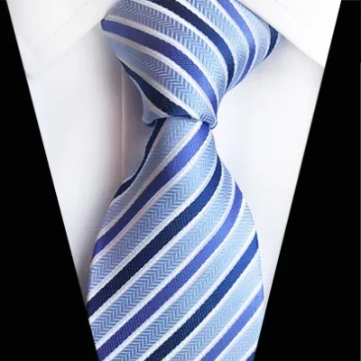 Classy Men Classic Ice Blue Striped Silk Tie