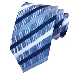 Classy Men Classic Light Blue Striped Silk Tie