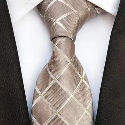 Classy Men Elegant Beige Silk Tie