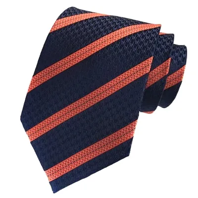 Classy Men Elegant Black Orange Silk Tie