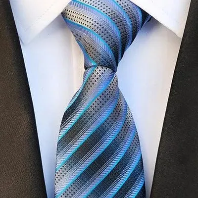 Classy Men Elegant Blue Striped Silk Tie