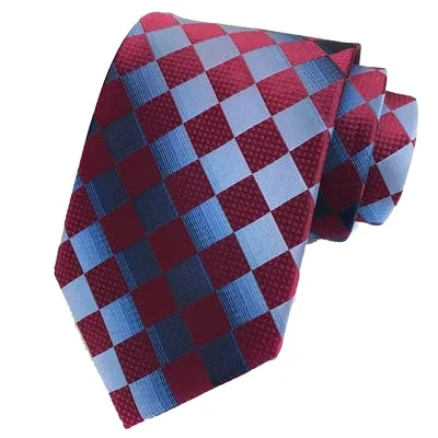 Classy Men Elegant Red Check Silk Tie