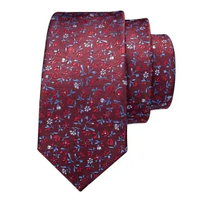 Classy Men Red Flower Silk Tie