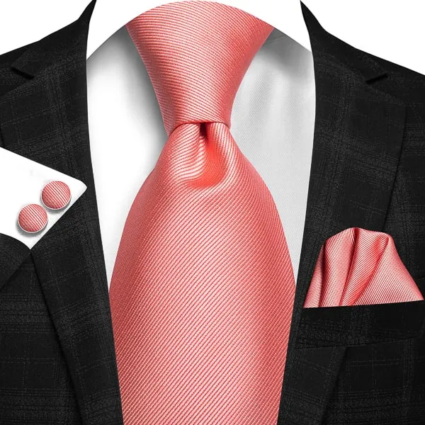 Classy Men Solid Salmon Silk Tie