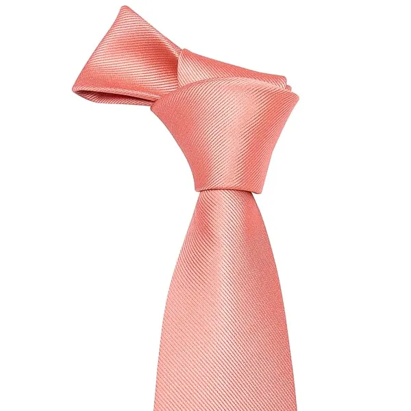 Classy Men Solid Salmon Silk Tie