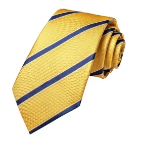 Classy Men Yellow Blue Striped Silk Tie