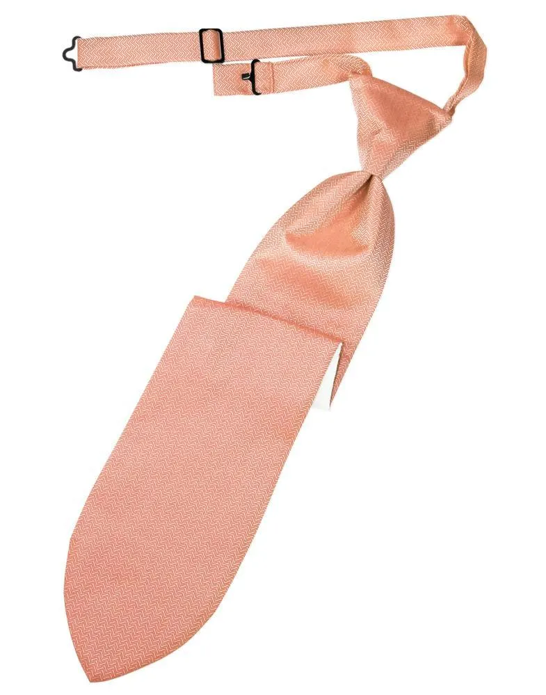 Coral Herringbone Necktie