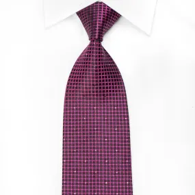 Daks Men's Crystal Silk Tie Purple Trellis On Black With Purple Sparkles