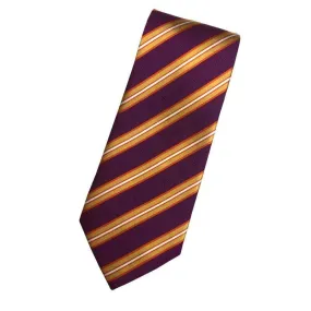 Delt Purple and Gold Striped Silk Tie