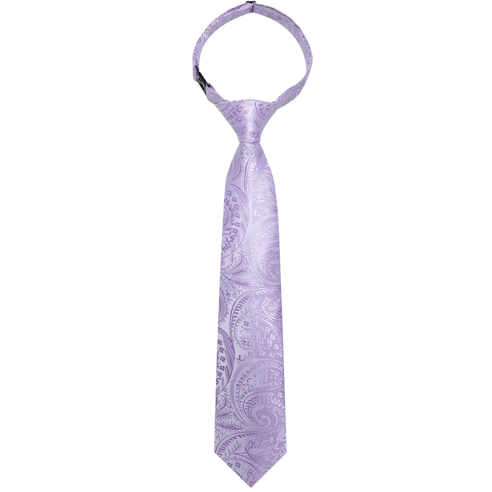 DiBanGu Kids Tie Plum Purple Paisley Silk Tie Handkerchief Set