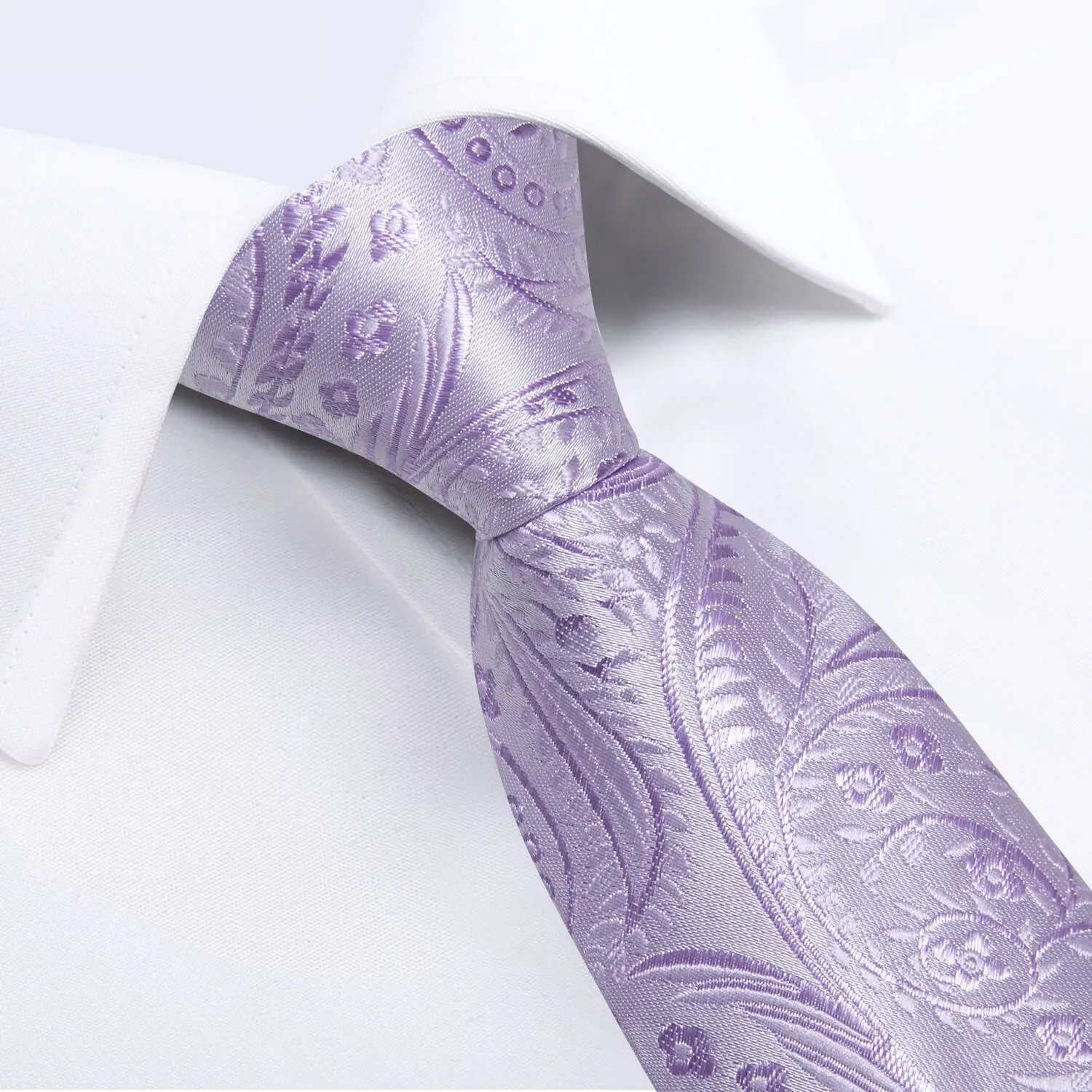 DiBanGu Kids Tie Plum Purple Paisley Silk Tie Handkerchief Set