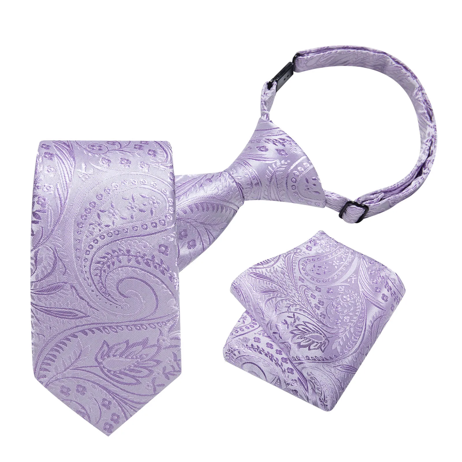 DiBanGu Kids Tie Plum Purple Paisley Silk Tie Handkerchief Set