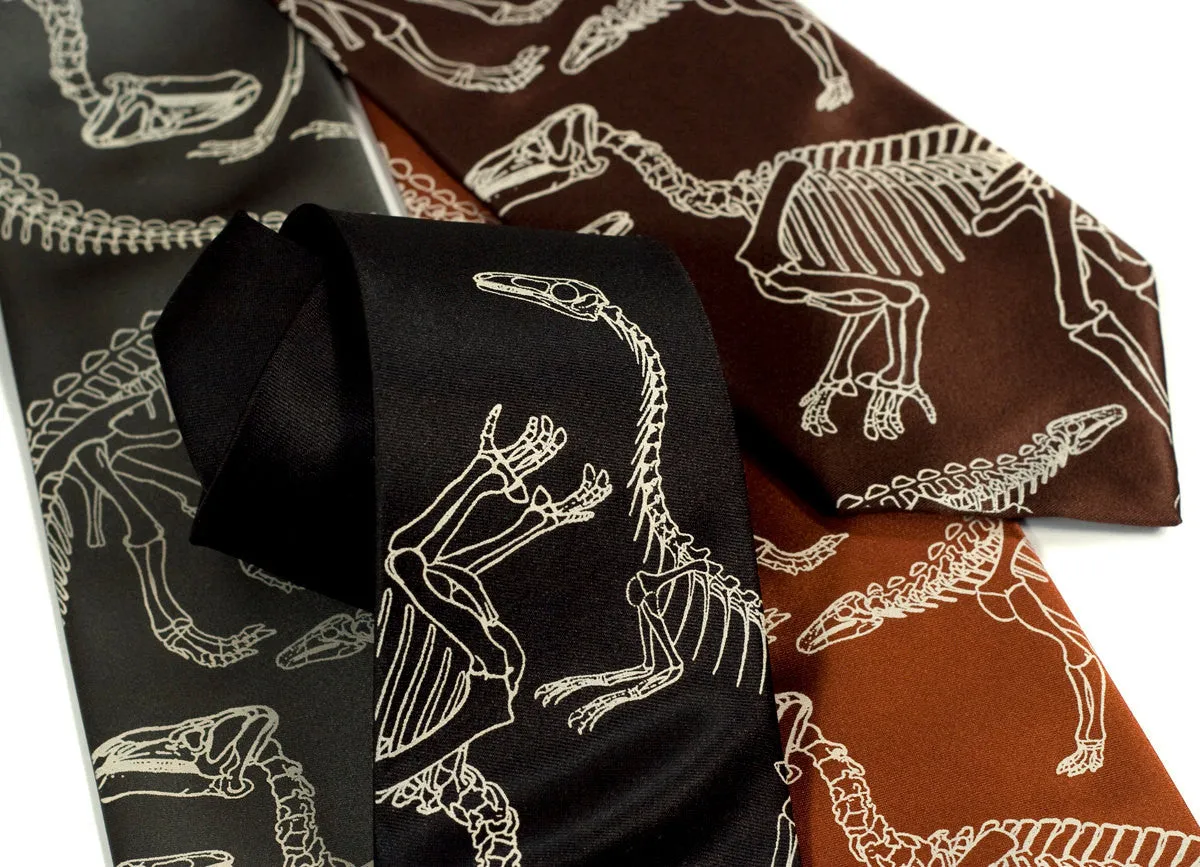 Dinosaur Bones Necktie. Paleontology print tie