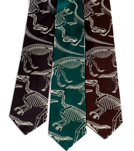 Dinosaur Bones Necktie. Paleontology print tie