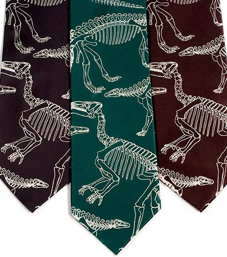 Dinosaur Bones Necktie. Paleontology print tie