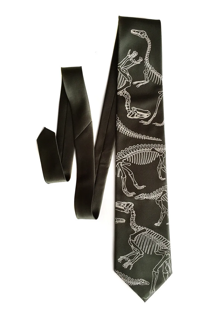 Dinosaur Bones Necktie. Paleontology print tie